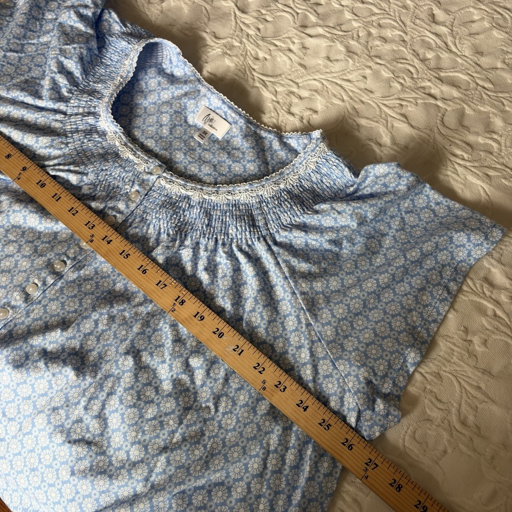 Aria Lot 2 Blue Floral Nightgown 3X House Dress Loungewear Pockets 100% Cotton - Picture 6 of 10